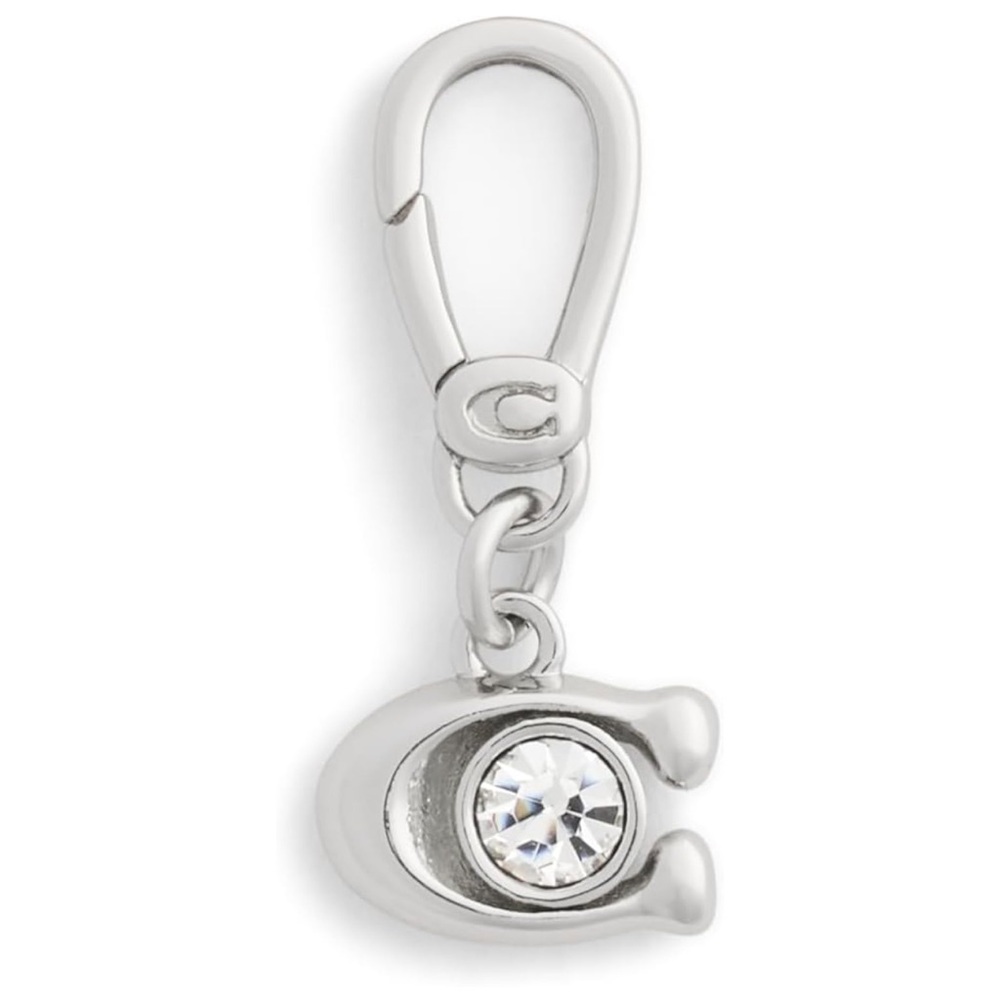 New Coach Silver Keychain / Jewelry Charm with Crystal Detail